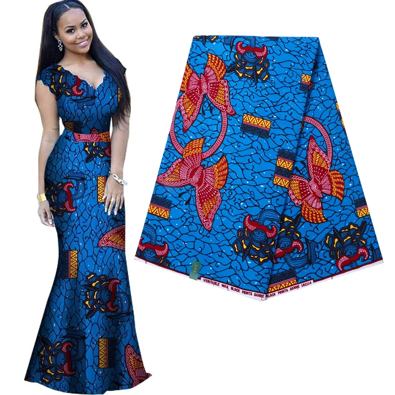 Королевский синий Анкара африканская набивная ткань хлопок гарантированный настоящий голландский воск tissu высокое качество шитье для вечернего платья 6 ярдов