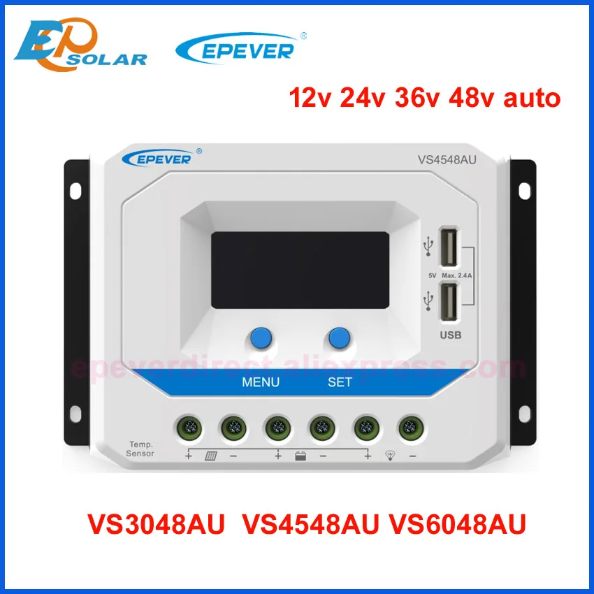 EPEVER 30A 45A 60A шим солнечные контроллеры заряда 12 в 24 в 36 в 48 в регуляторы двойной USB макс 96 в вход VS3048AU VS4548AU VS6048AU