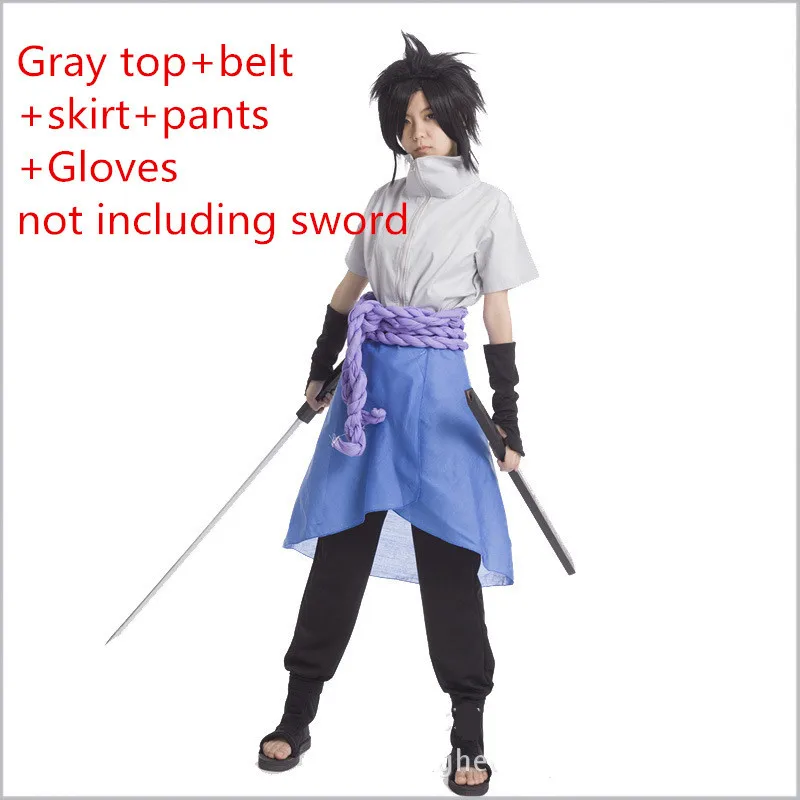 Sasuke Uchiha Аниме Наруто Саске Учиха Косплей костюм Саске Парик взрослый костюм набор ниндзя Саскэ Утиха 4nd Хэллоуин Вечерние - Цвет: Sasuke Uchiha