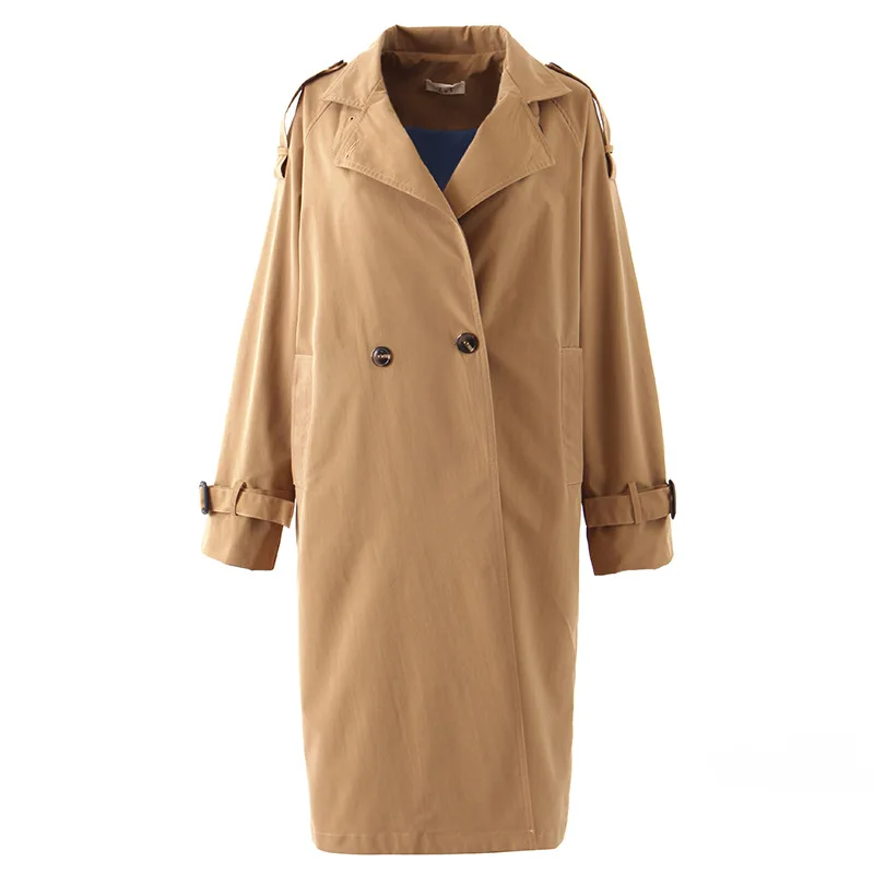 

Europe Elegant Long Trench Coat Fashion Clothing Autumn Vintage Female Solid Windbreaker Loose Casual Overcoat Fall 2019 0214