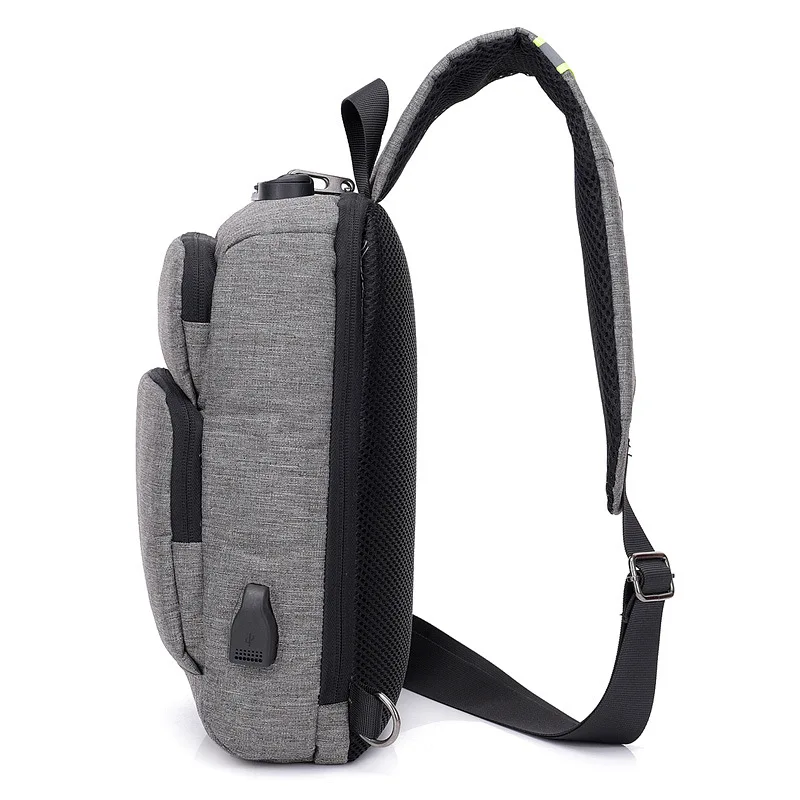 

New Style USB Rechargeable Men Chest Pack Business Anti-Theft Password Lock Casual Travel Multi-functional Smart Backpack