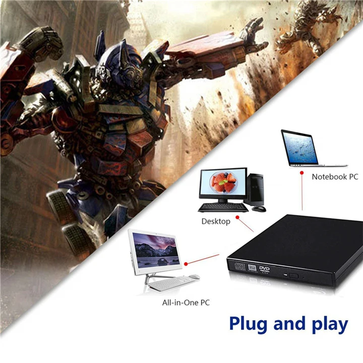 YaHey Внешний DVD/CD RW рекордер привод USB 3,0 CD/DVD-ROM ридер для Deasktop ноутбук PC+ оптический DVD привод сумка
