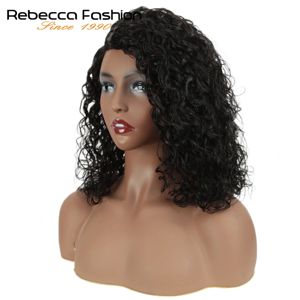 Rebecca Kinky Curly человеческие волосы парики шнурка для черных женщин L часть перуанские прямые волосы натуральные волны парик шнурка осень новая прическа