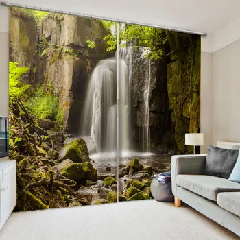 

Nature scenery waterfall curtains window balcony thickened windshield blackout curtains Drapes Cortinas