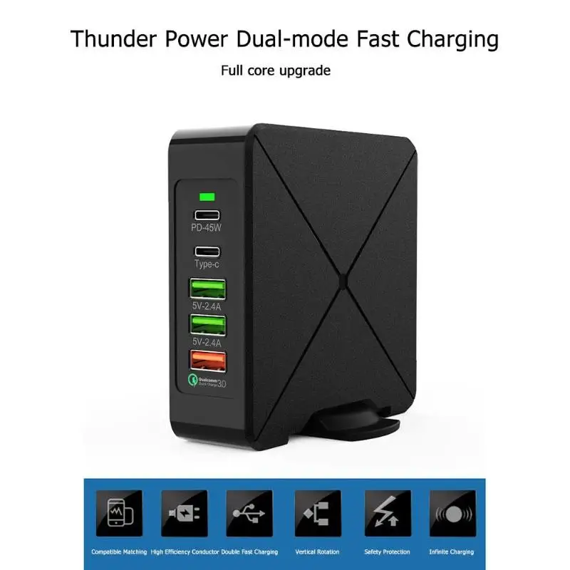 75 Вт QC3.0 usb type C PD адаптер питания для телефона быстрое зарядное устройство для iphone iPad Pro Macbook Air samsung планшет многопортовый USB зарядка