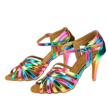 

Rainbow Square Shoes High With Dance Heel High