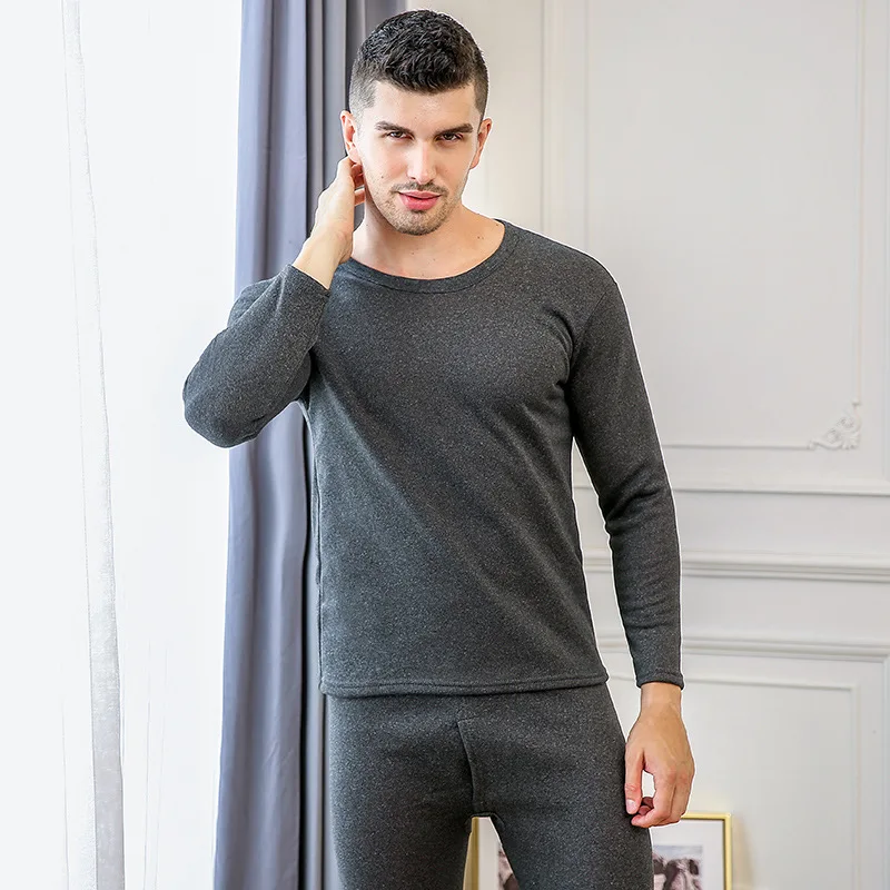 Men Dark Grey Новое термобелье для влюбленных с принтом Женское зимнее плотное теплое бархатное кальсоны костюм для защиты от пониженных температур Мужская многослойная одежда пижамы - Цвет: Men Dark Grey