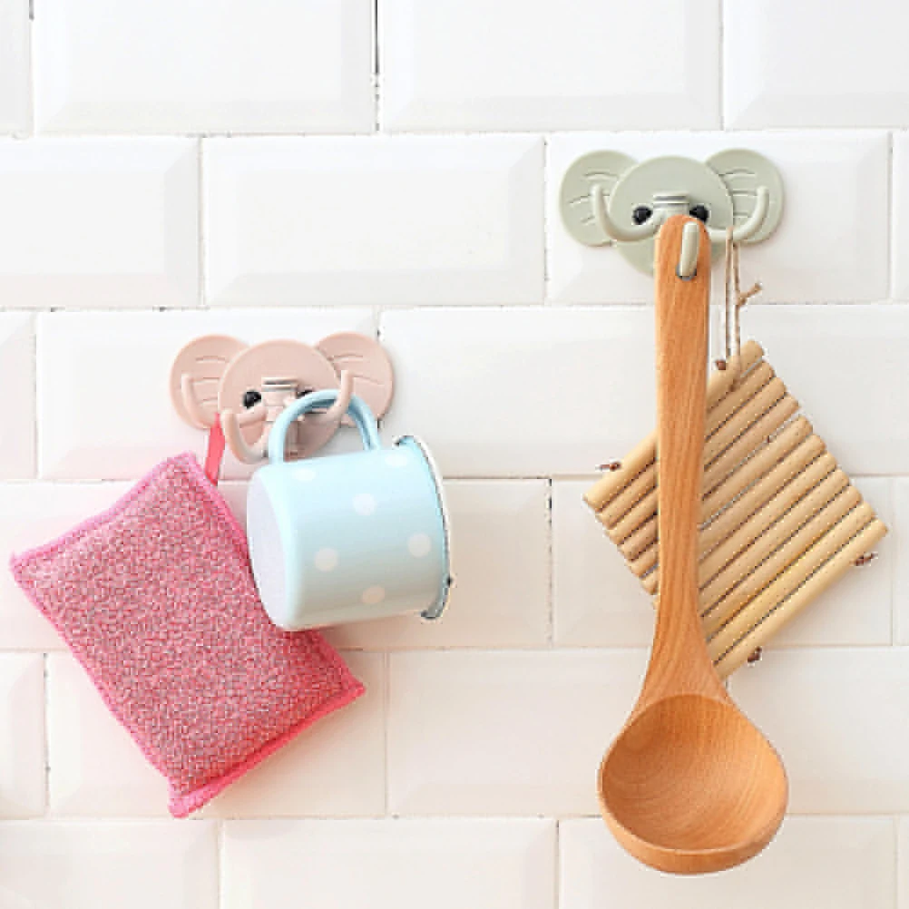 

Hanger Holder Hooks Multifunction Elephant Stick On Wall Adhesive Hooks Sticking Hook Strong Hanging Bathroom Kitchen Storage