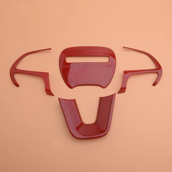 

Red 4 pcs Car ABS Steering Wheel Cover Trim Bezel fit for Dodge Challenger Charger 2015 2016 2017 2018 2019