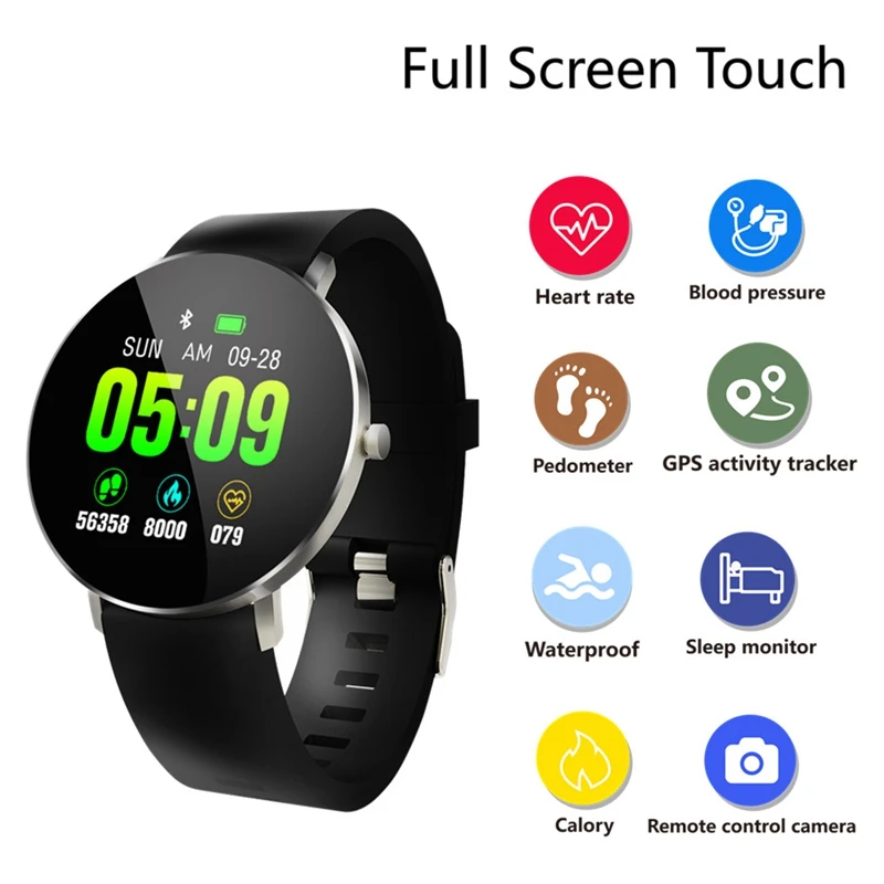 ABHU-New Smart Watch F25 Smart Bracelet Full Screen Contact GPS Tracker Heart Rate Blood Pressure Step Smart Bracelet Sports Wat