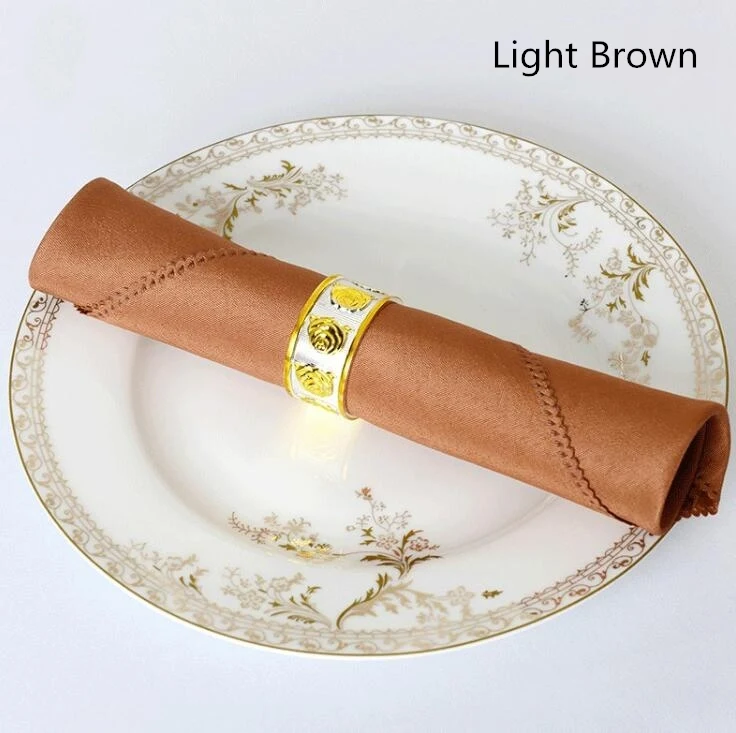 Light Brown 4-Pack салфетка для стола, 21 цвет, 43x43 см Полиэстеровая салфетка для свадьбы отель украшение стола ресторана морщин пятен - Цвет: Light Brown