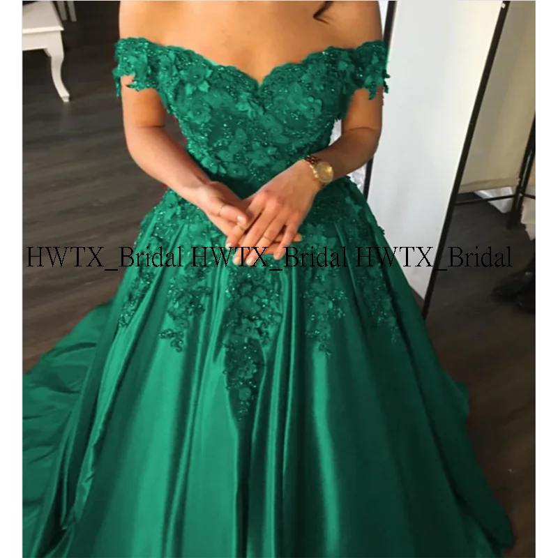 HWTX_Bridal 3D Цветы вечернее платье на заказ с открытыми плечами атласное бургундское Королевское синее длинное выпускное платье Формальное вечернее платье