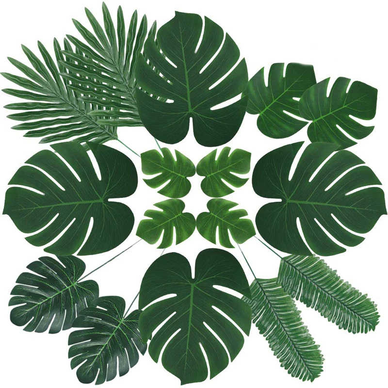 

12pcs monstera artificial plants plastic tropical palm tree leaves home garden decoration accessories Photography Decorative