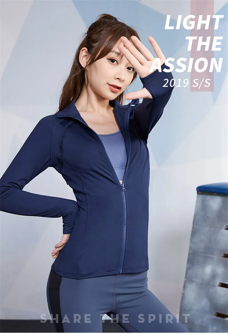 Vansydical Women's Slim Zipper Sports Gym Running Yoga Jackets Fitness Training Sportswear Tops Outdoor Workout Clothing