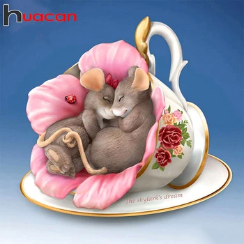 

Huacan New Full Square/Round Diamond Painting Mouse 5D DIY Diamond Embroidery Cartoon Art Farmhouse Decor