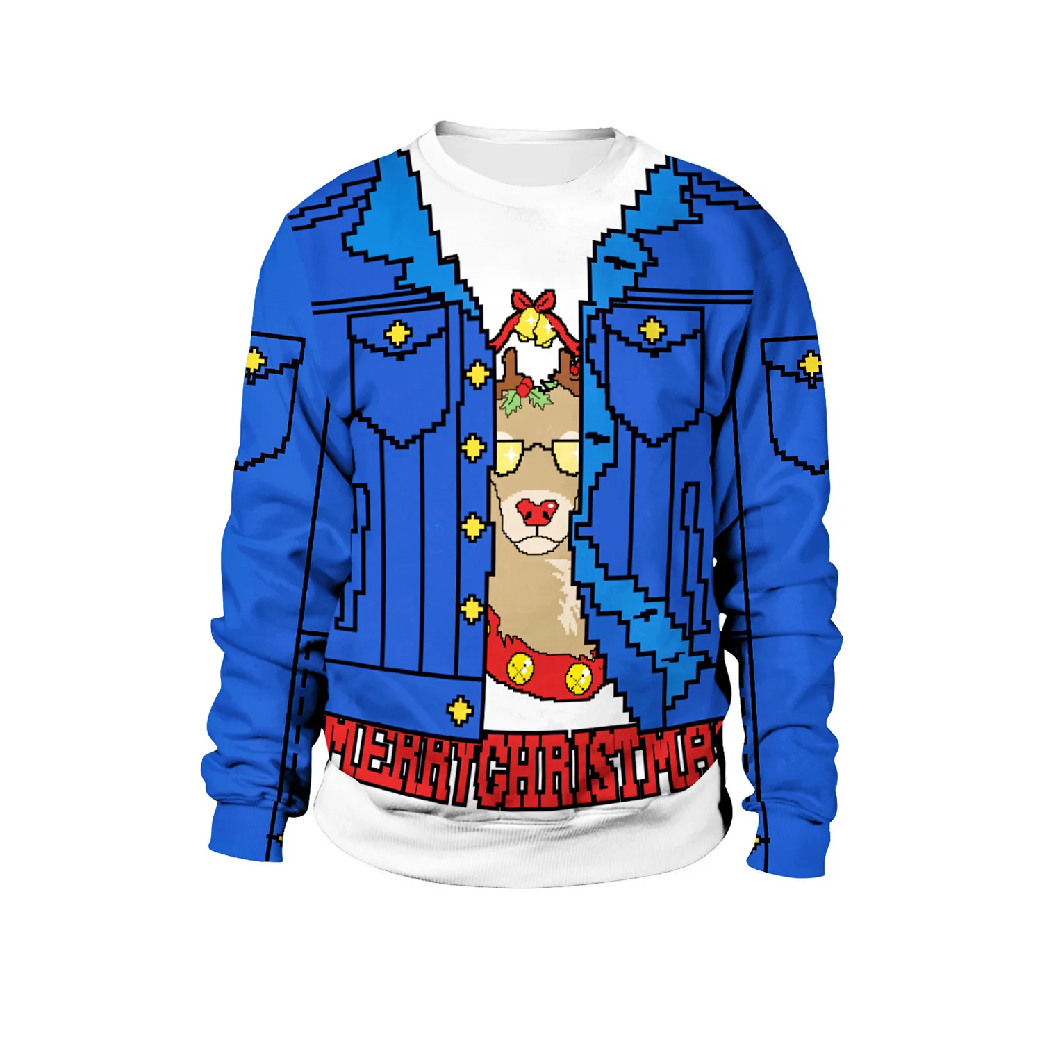 Xmas 3D печатных Noverlty пара рождественские костюмы, косплей с круглым вырезом рождественских ролевых представлений для АУЛТ мужские и женские