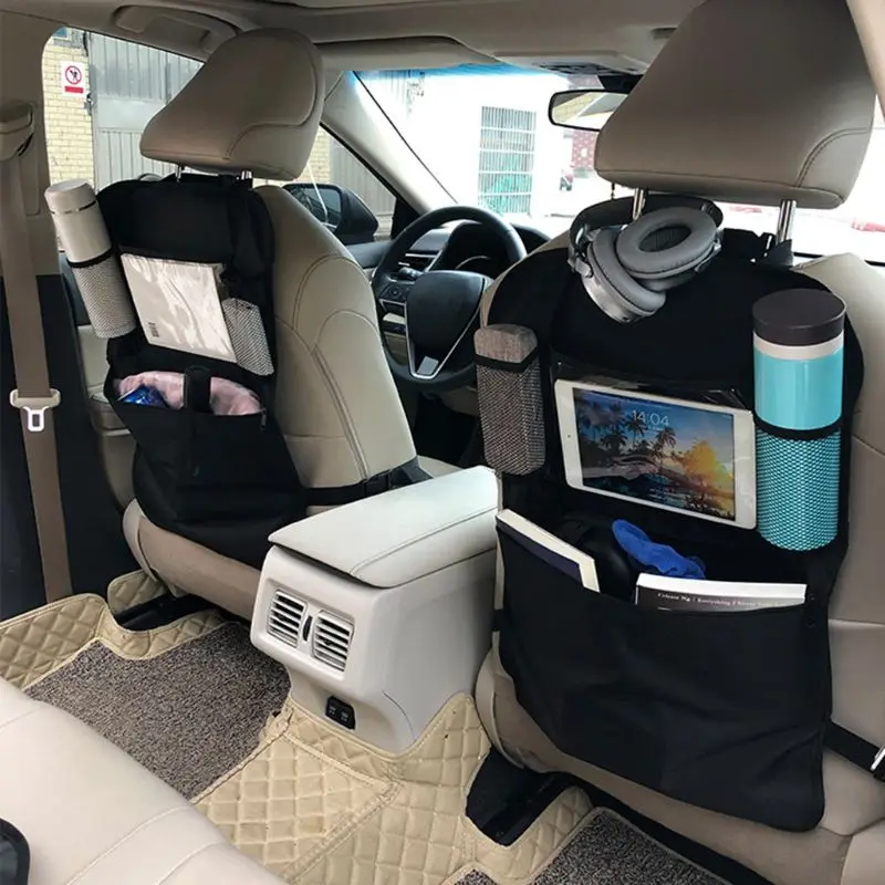 Car Back Seat Organizer Front Seat Storage Kids Pocket Bag Auto Travel Kick Mat