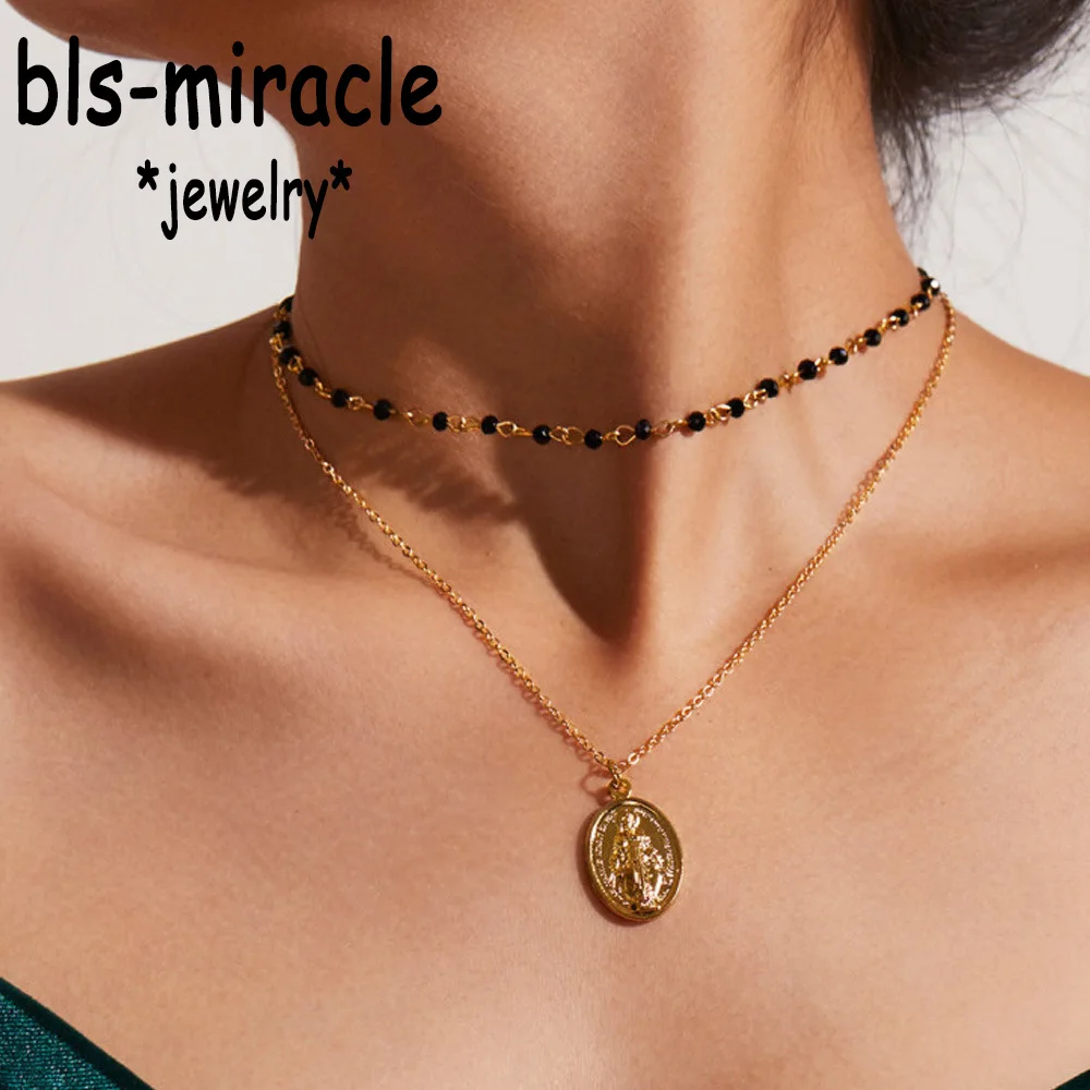Bls-miracle Панк модные ювелирные аксессуары модный многослойный круглый кулон с