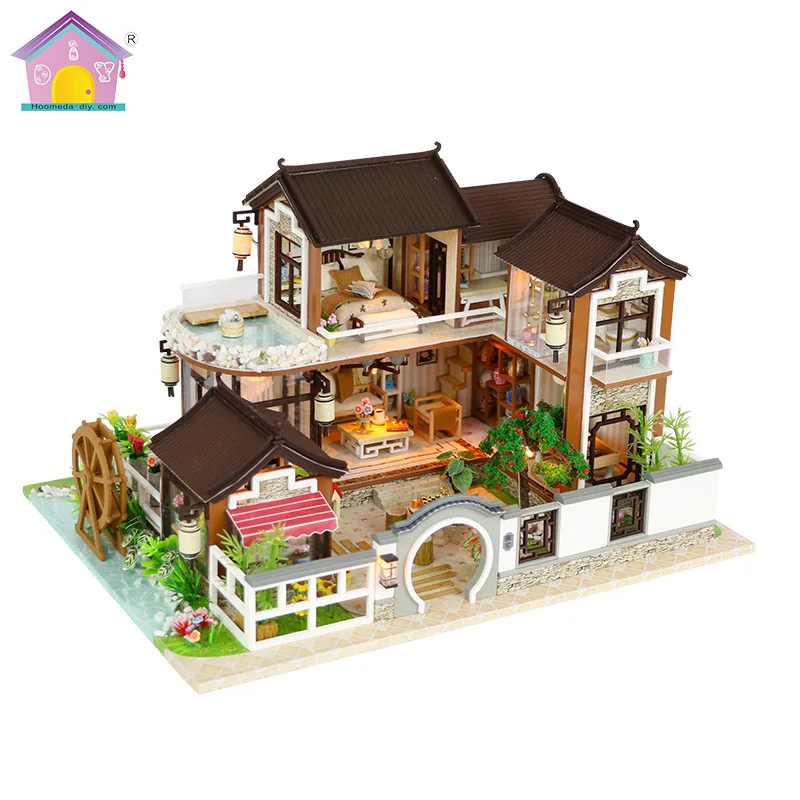 

DIY Doll house Toy Wooden Flash Creative House Model Assembled miniatures wooden doll house kit toys for children