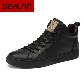 

Winter Men's Shoes Warm Genuine Leather Male Waterproof Shoes High Top Mans Casual Shoes For Men Boots Footwear Male Sneakers