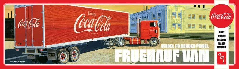 Круглый 2 AMT 1109 1:25 Freuhauf бисерный фургон полуприцеп Cooca-Cola модельные комплекты автомобиля