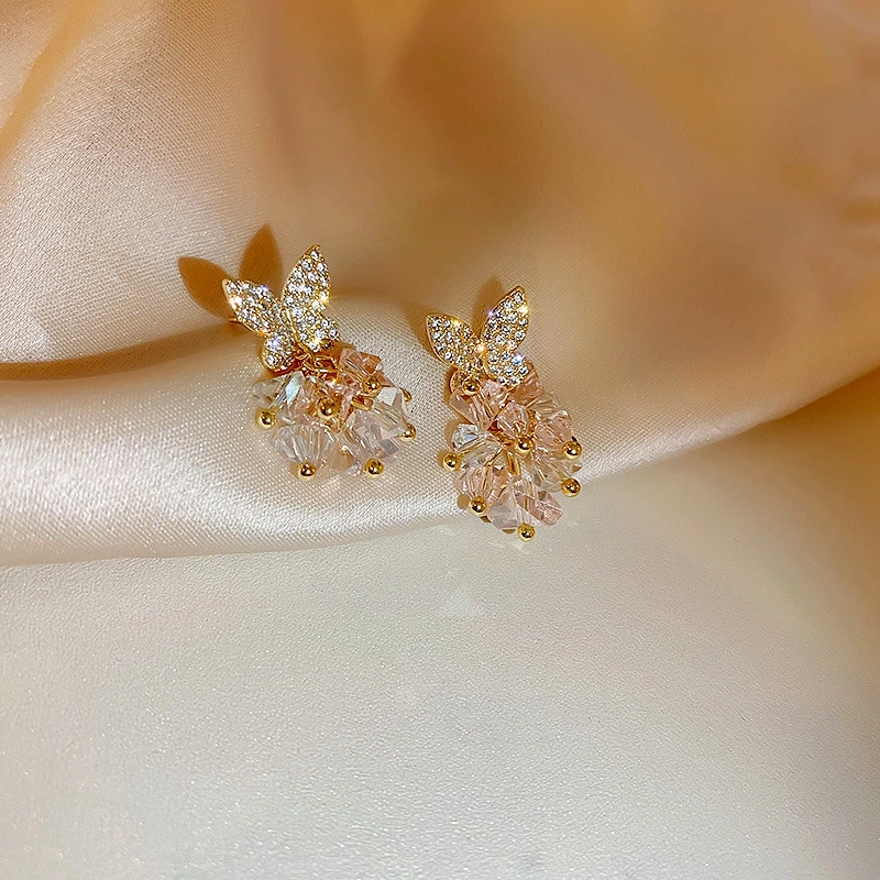 Pendientes de con diamantes de para mujer, aretes pequeños brillantes, gotas de agua de cristal, joyería de moda coreana, novedad de 2021|Pendientes con forma de gota| - AliExpress