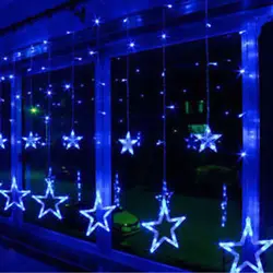Twinkling Stars Fairy String Lights Lamp for Window Christmas Decor Xmas Blue