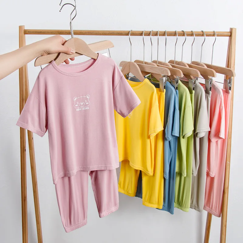 Clothes Modal Baby Pajamas Solid Color Baby Clothes Set Summer