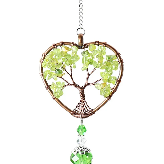 Crystal Heart Life Tree Prizma Medál Nyári Szivárványkészítő Napsütő Otthoni Kerti Ablak Függöny Dekoráció - Image 5