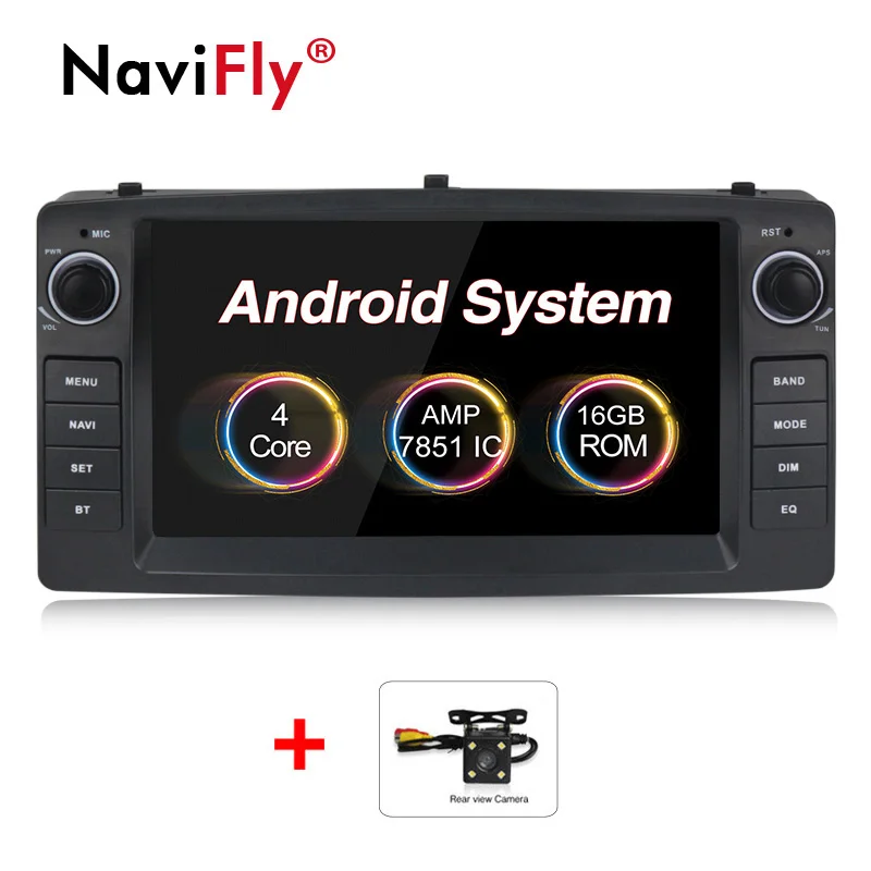 add camera Navifly Android 8,1 Автомобильный мультимедийный dvd-плеер для Toyota Corolla E120 BYD F3 HD 1024*600 Стерео gps навигация Wifi четырехъядерный FM - Цвет: add camera