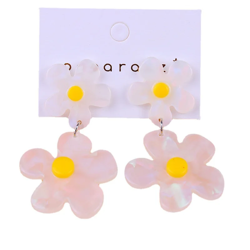 Donarsei Cute Fried Egg Double Sunflower Earrings For Women Sweet Plant Drop Earrings Gift