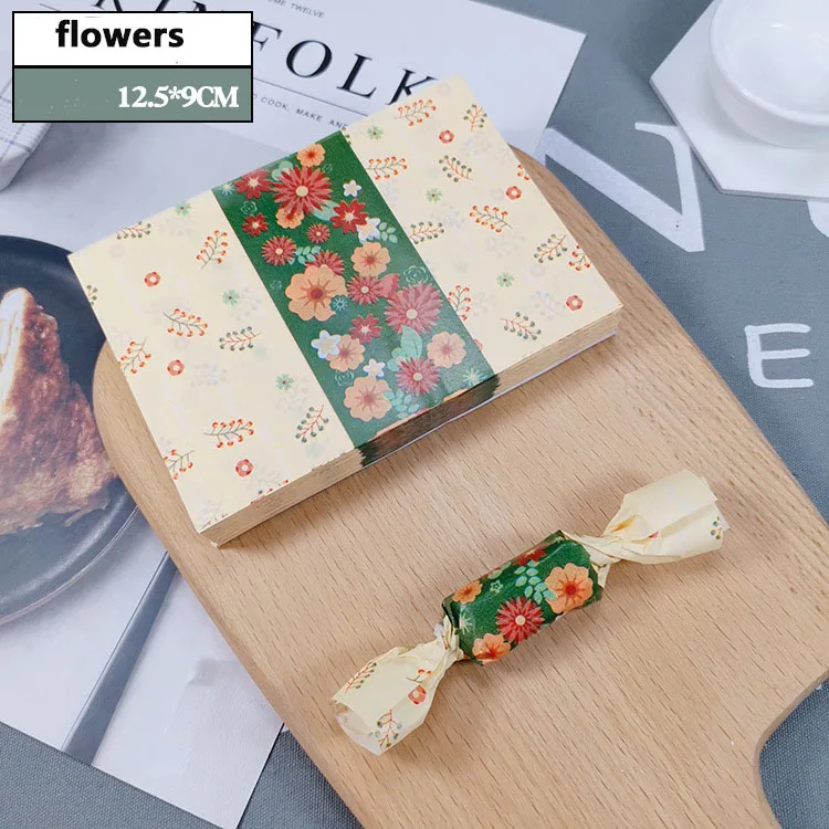 flowers 500 шт/партия разнообразная упаковка для хлебобулочных изделий Nougat wrap Baby Shower Festival Свадебная вечеринка подарок упаковочная бумага для конфет - Цвет: flowers