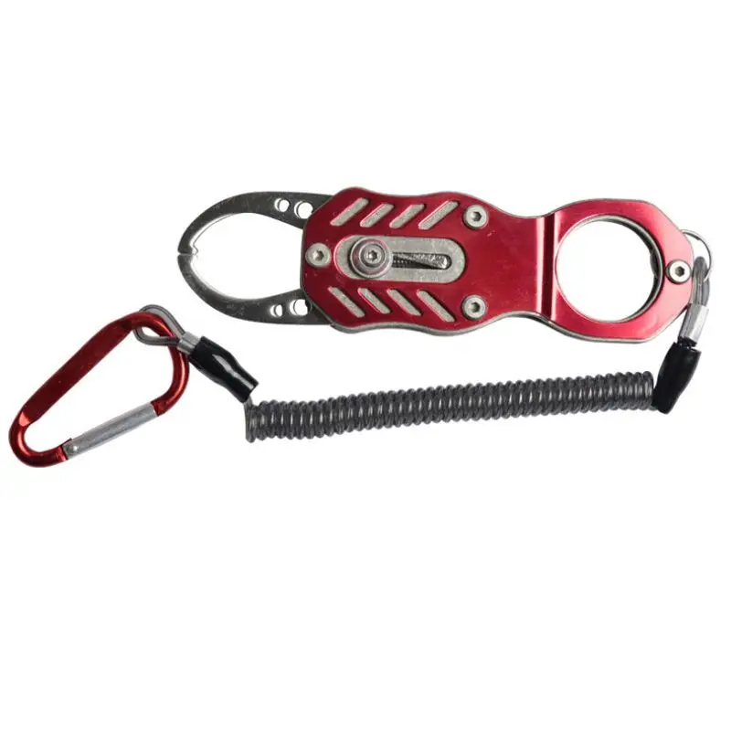 Portable Fish Lip Grabber Mini Aluminum alloy Fish Lip Grip Gripper 3kg/6.6lb with Fishing Rope Fish Grabber Fishing Tackle Tool