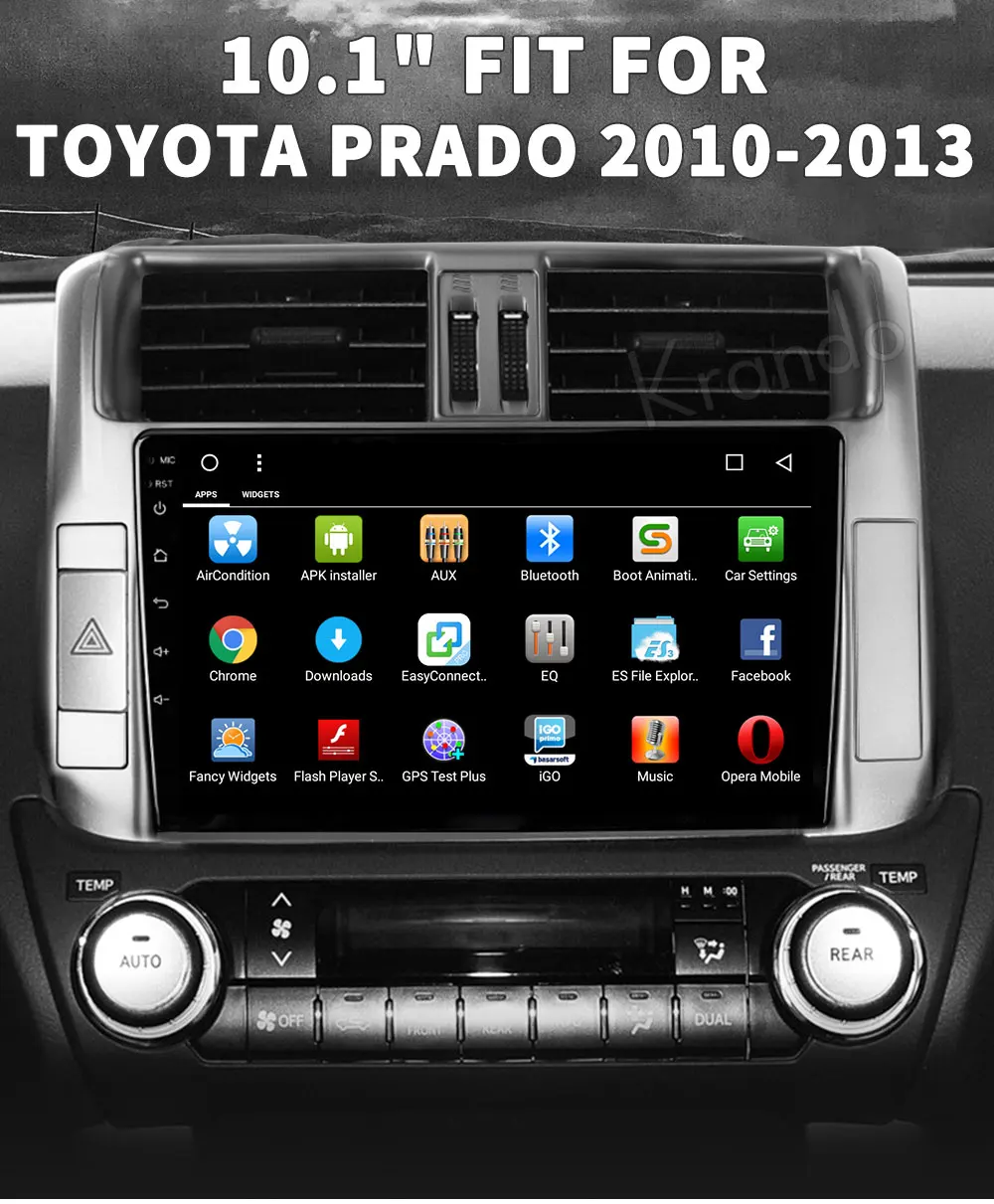Top Krando Android 8.1 10.1" car radio player for Toyota Prado 2010-2013 navigation gps multimedia system 1