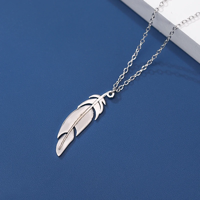 

SANYU 925 Sterling Silver pendant Necklace Feather Necklace Long Sweater Chain Statement Jewelry choker Necklace for Women leaf