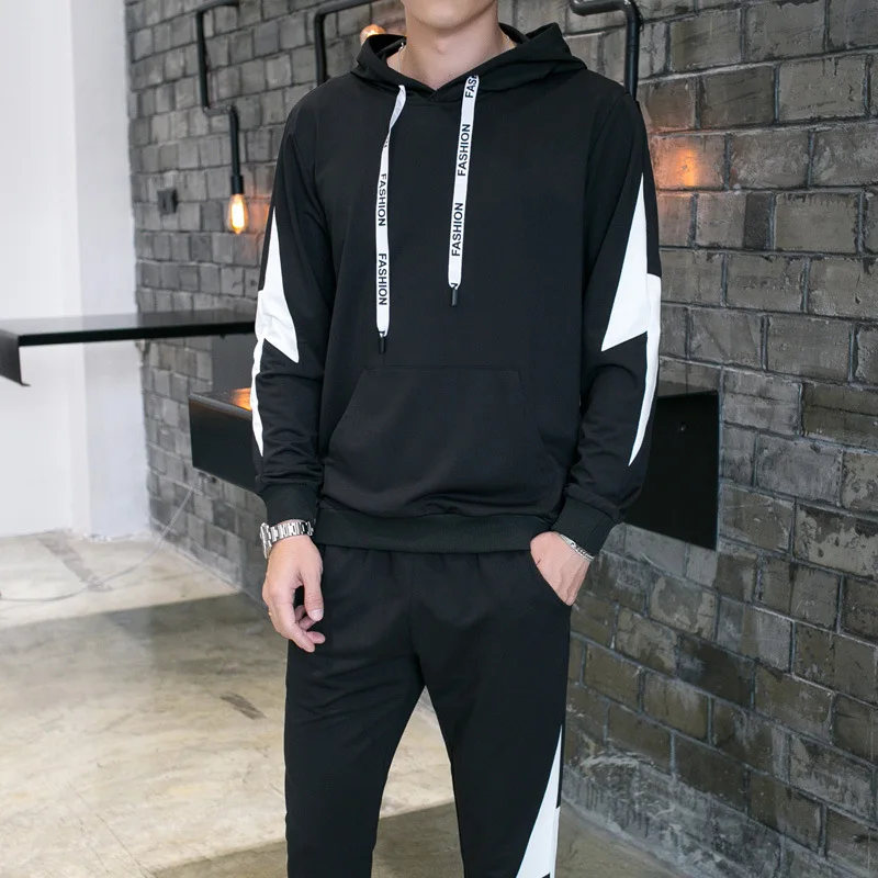 

Spring New Style Leisure Suit Men's Hoodie Two-Piece Set Teenager Korean-style Beam Leg Trousers Sports Set Fashion
