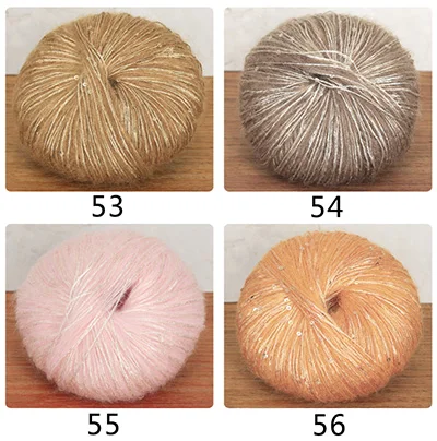 Meetee 5pcs(1pc=50g) Multicolor Beaded Sequins Mohair Wool Yarn Hand Kniting Yarn DIY Shawl Hat Hand-woven Wire Accessory YA010