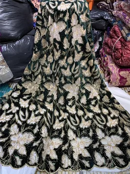 

High quality BZL-20010115 embroidered Mesh Tulle fabric Factory price Nigerian lace fabrics with plenty stones for party dress