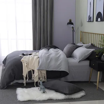 

Simple Style Solid Color Bedding Sanding Four-Piece Set of Solid Color Double Bedding Set of Hotel Bedding Set
