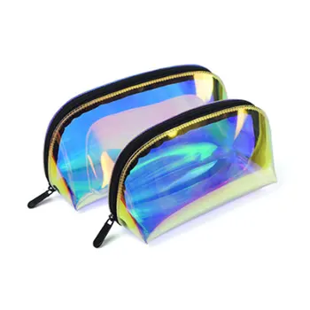 

Transparent Holographic Makeup Bag Waterproof Clear Wash Bag for Women Small Travel Toiletry Makeup Case Student Pencil Pouch