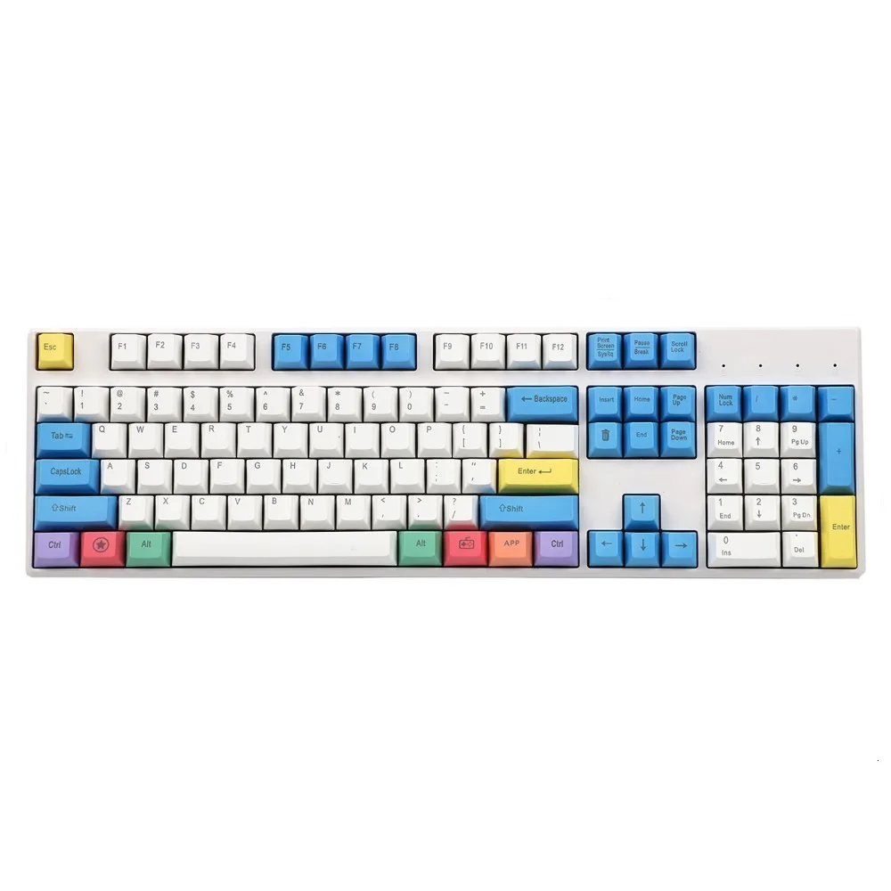 top printed 104 клавиш/набор PBT краситель сублимационный Мел углеродный брелок механическая клавиатура лазерная гравировка ключ Кепка для MX переключатели Вишневый профиль - Цвет: top printed