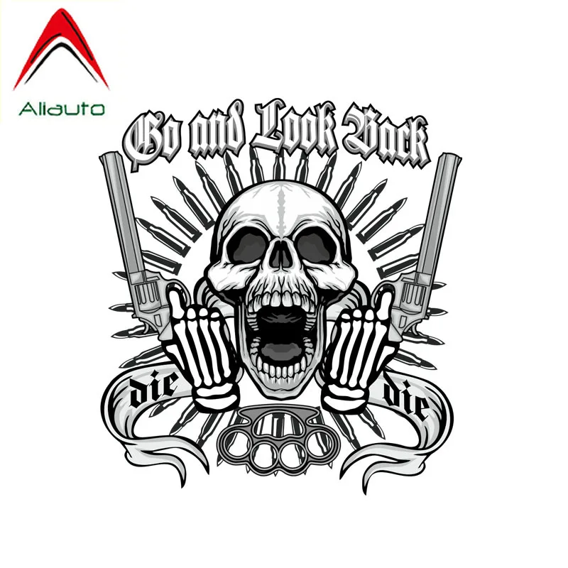 

Aliauto Cover Scratch Car Sticker Automobile Accessories Pistol Skull Decal Window Motorcycle Stickers Vinyl,14cm*12cm