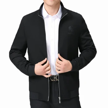 

Men Casual Bomber Jackets Black Zipper Front Daily Outerwear Male Autumn Spring Clothes For Man Leisure Coat Elastic Hem Jacket