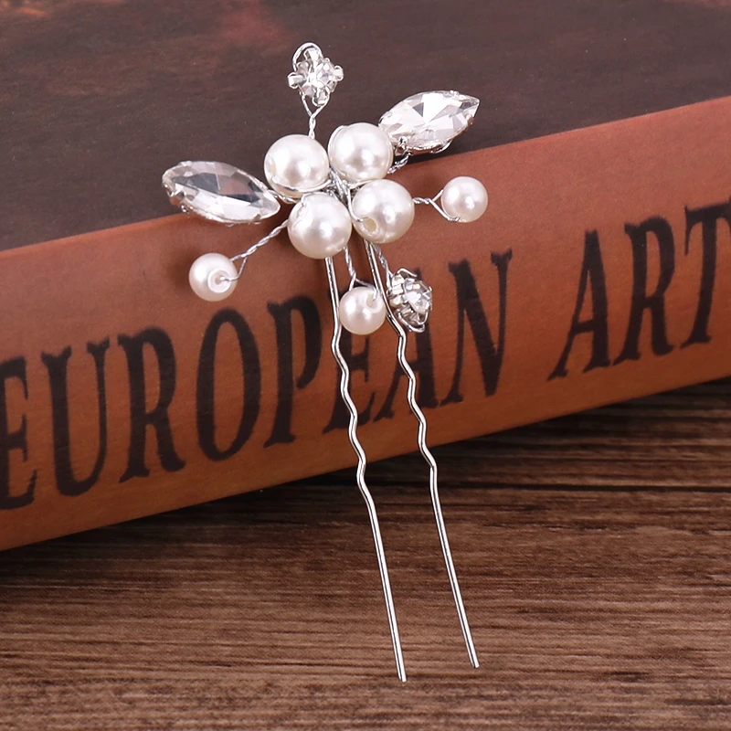 Bridal Hairpins Wedding Hair Accessories Tiara Pearl Rhinestone Flower Bridal Headpiece Wedding Hair Pins For Women Hair Jewelry Bridal Hairpins Wedding Hair Accessories Tiara Pearl Rhinestone Flower Bridal Headpiece Wedding Hair Pins For Women Hair Jewelry