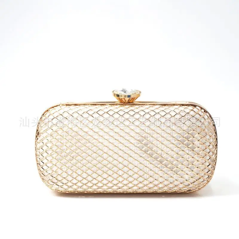

New Style Hollow out Iron Box Gemstone Head Carrying Dinner WOMEN'S Bag Crossbody/shoulder Bag Formal Dress Marriage-Amplifier