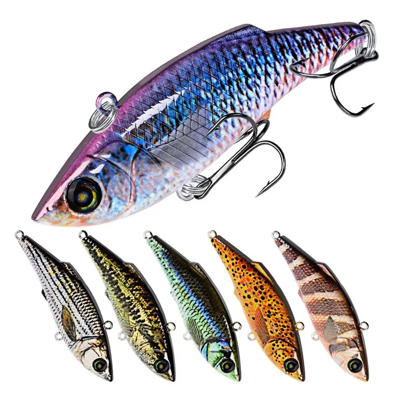 

1pcs winter vib bait diving fishing lure 7.9cm/10.5g with lead inside a hard wobbler swivel bait ice sea fishing tackle