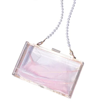 

Women's Messenger Bag 2019 New Fashion Transparent Square Bag Fairy Small Fresh Chain Shoulder Tote