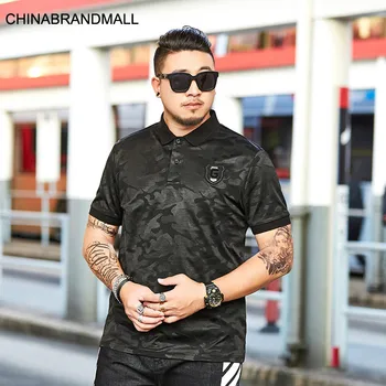 

Lapel Black Camouflage Dark Flower T Shirt Summer Short Sleeve Lapel Half Sleeve Fat Fat Man super Brand Leisure Polo Shirt