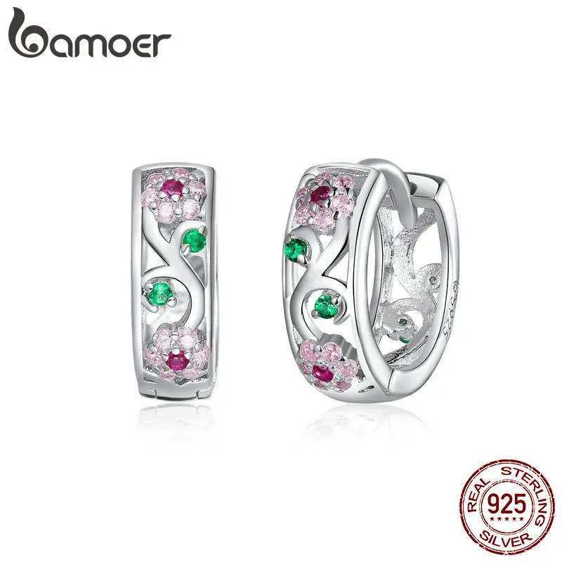 Spring Flower Hoop Earrings for Women