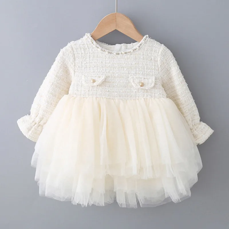 Children Spring Autumn Knitted Mesh Dress Princess Dresses for Baby Girl Fashion Kids Birthday Party Clothing | Детская одежда и